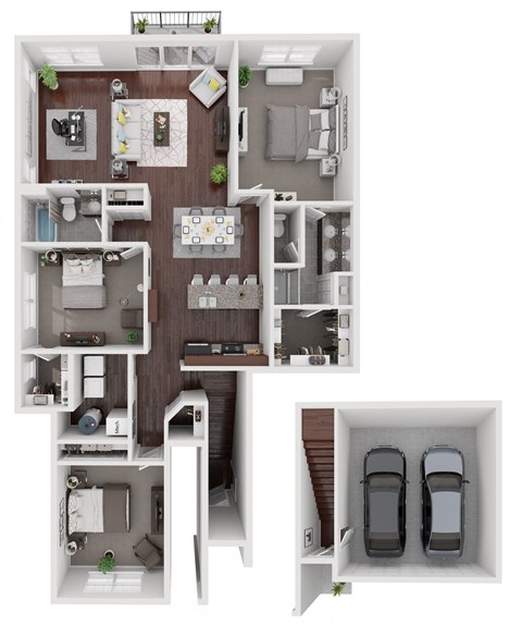 a 3 bedroom floor plan of a 2100 sq ft house